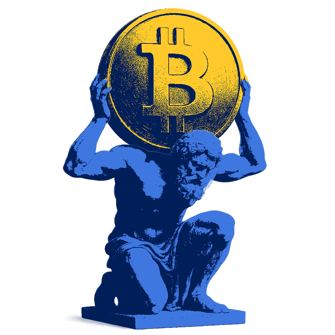 Bitcoin atlas carrying a bitcoin on its shoulders