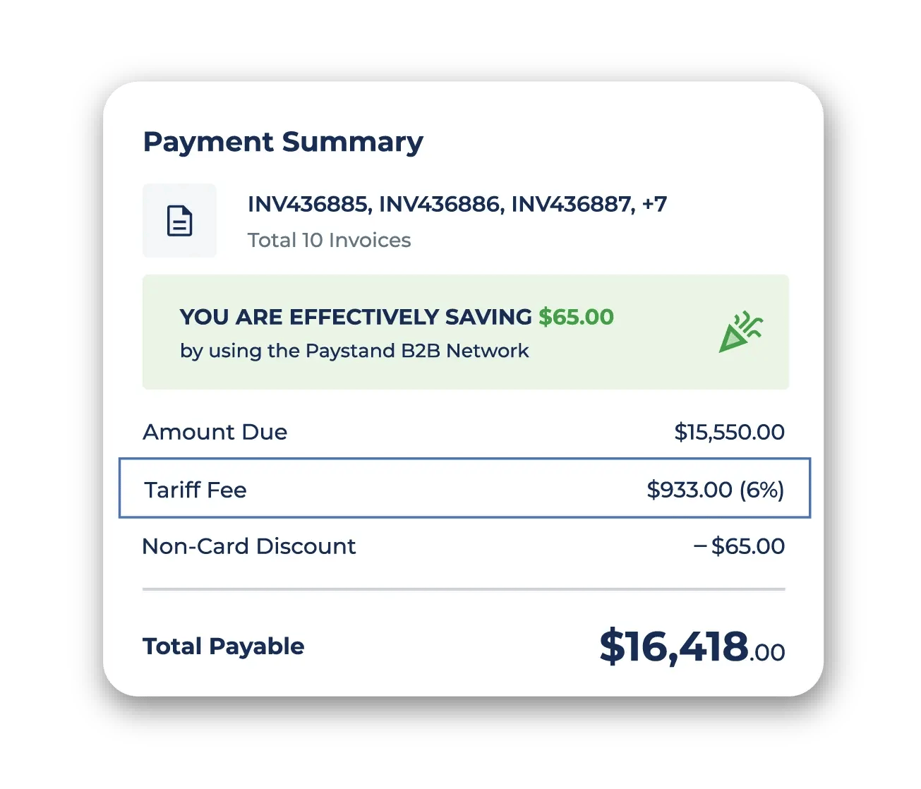 Checkout Tariffs and Fees