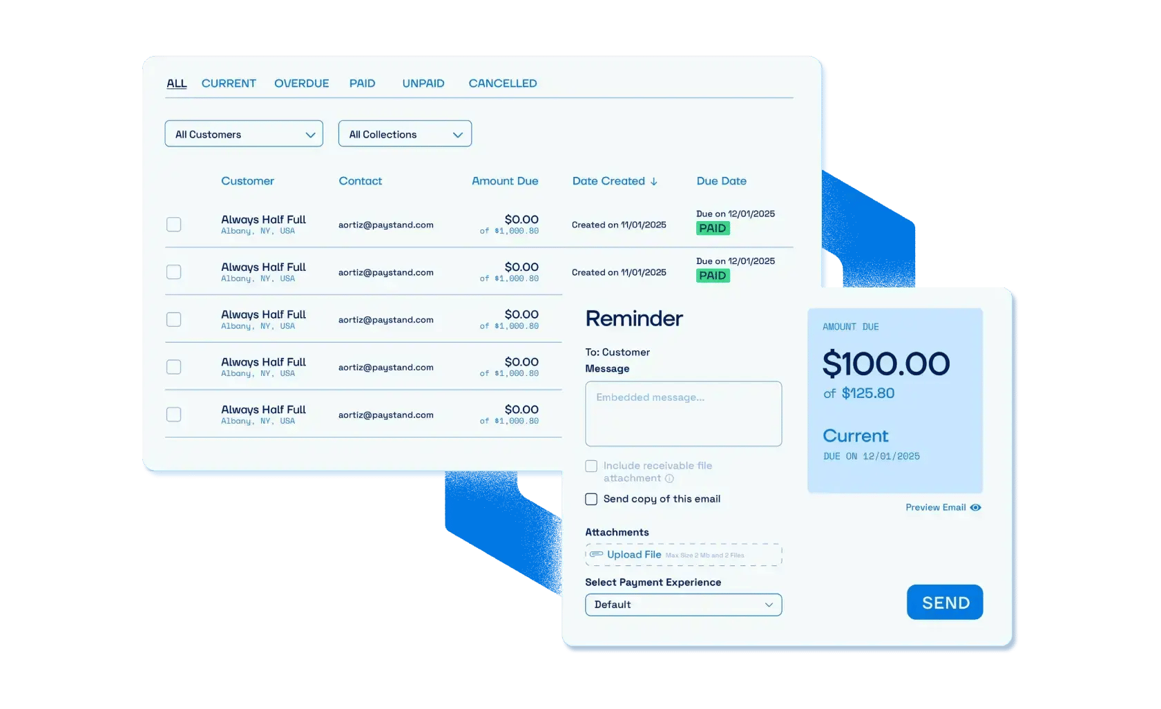 Sage Intacct Paystand integration dashboard