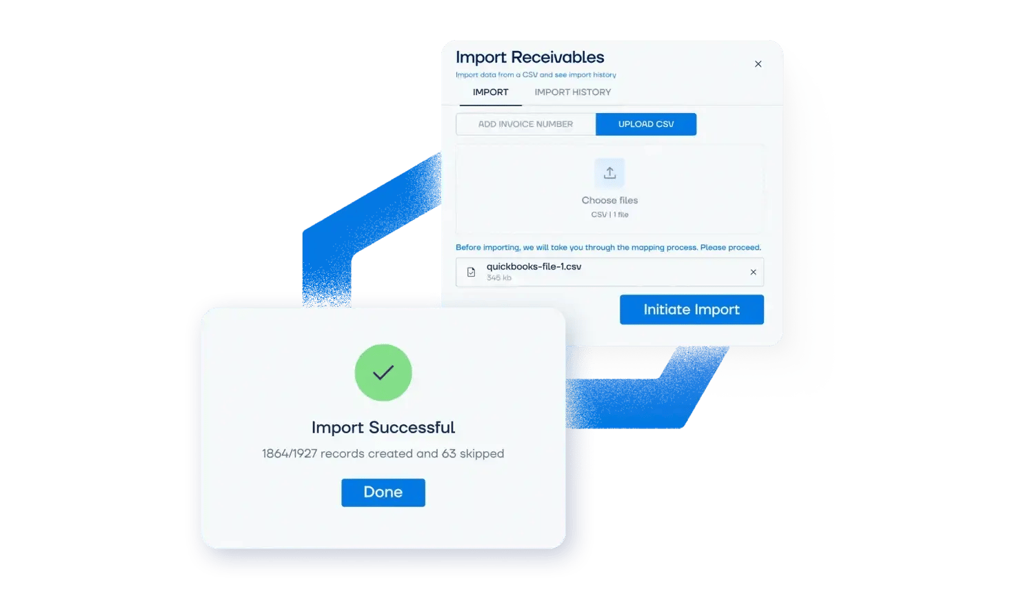 Paystand import dashboard showing real-time ERP data sync for payments,