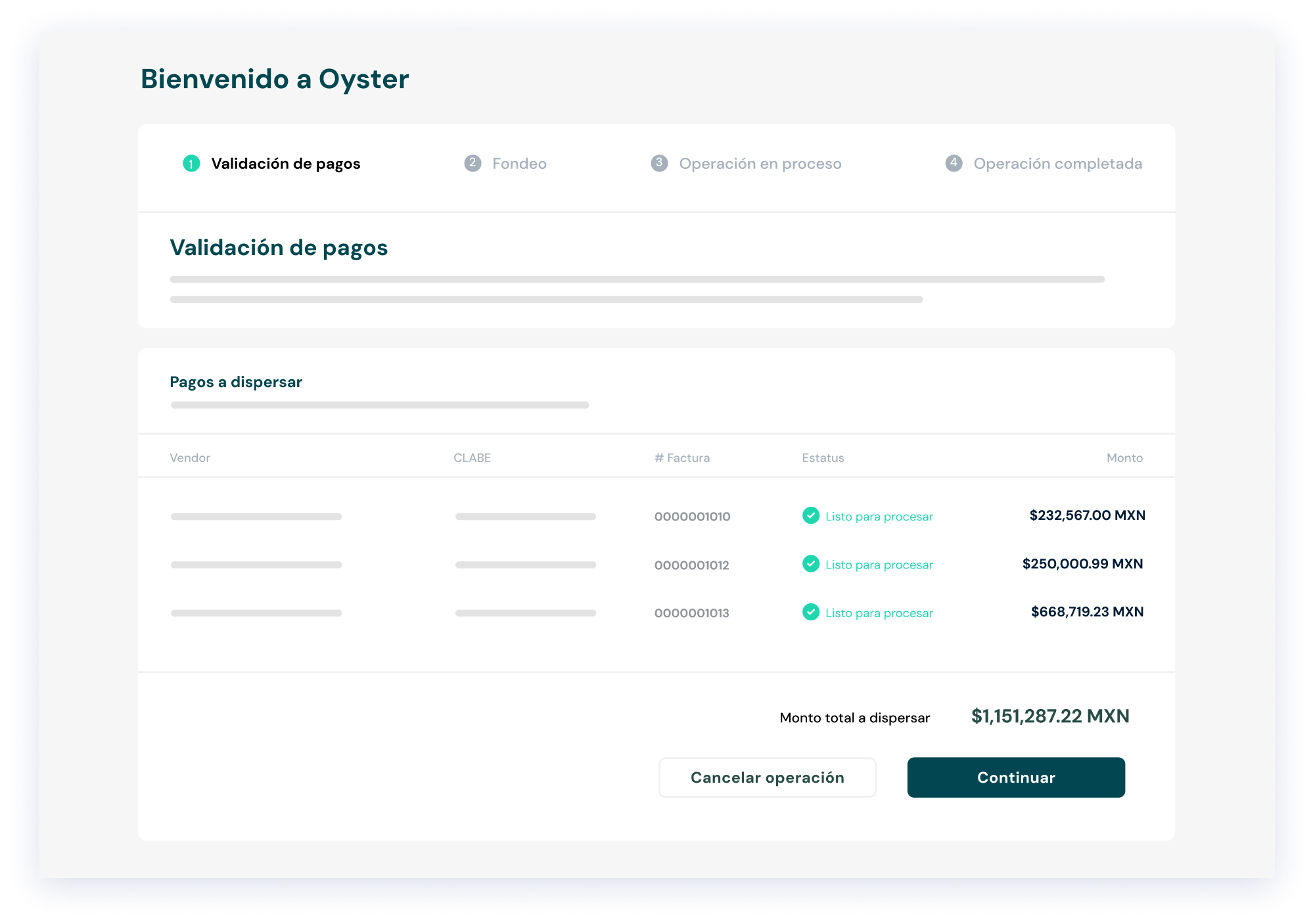 Validación de pagos